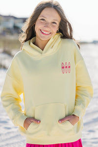 Girls: The Waves Are Calling Yellow Embroidered Hoodie