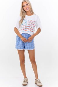 Land Of The Free White Floral Graphic Tee