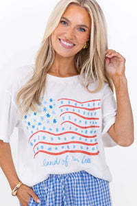 Land Of The Free White Floral Graphic Tee