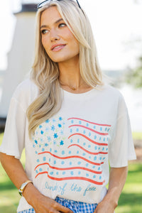 Land Of The Free White Floral Graphic Tee
