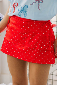 Lighthearted Days Red Polka Dot Skort