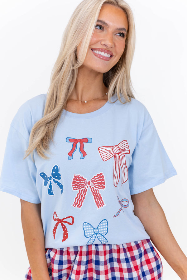 Patriotic Princess Light Blue Graphic Tee