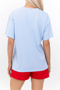 USA Light Blue Striped Graphic Tee