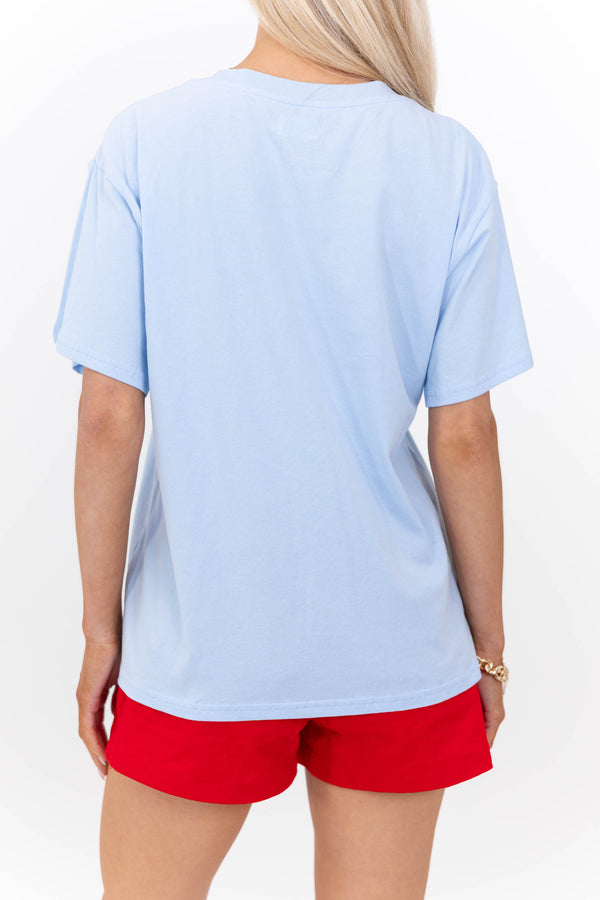 USA Light Blue Striped Graphic Tee