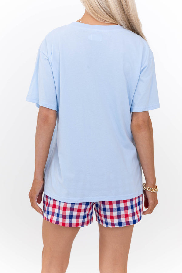 Patriotic Cowgirl Light Blue Graphic Tee