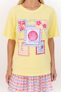 Postmarked Paradise Yellow Graphic Tee