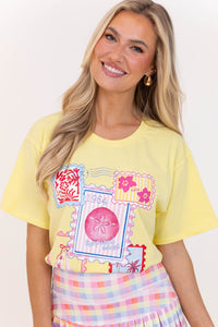 Postmarked Paradise Yellow Graphic Tee