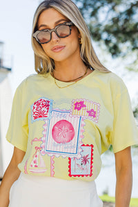 Postmarked Paradise Yellow Graphic Tee