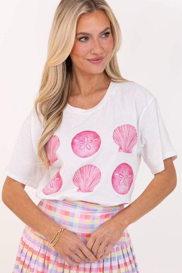 Seashells By The Seashore White Graphic Tee