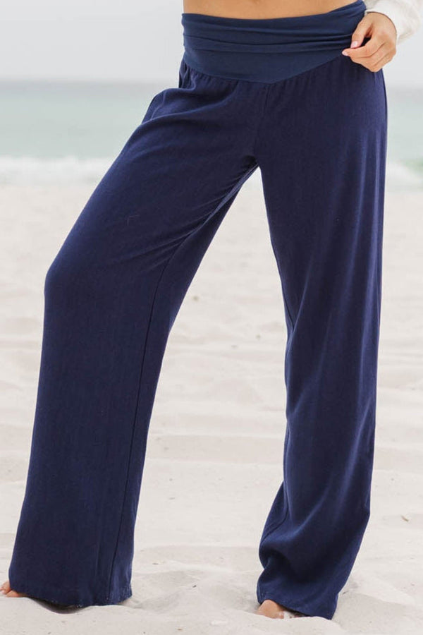 The Iconic Navy Foldover Pants