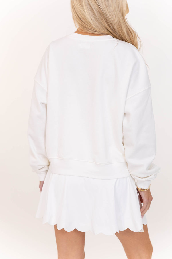 Surf Club White Embroidered Sweatshirt