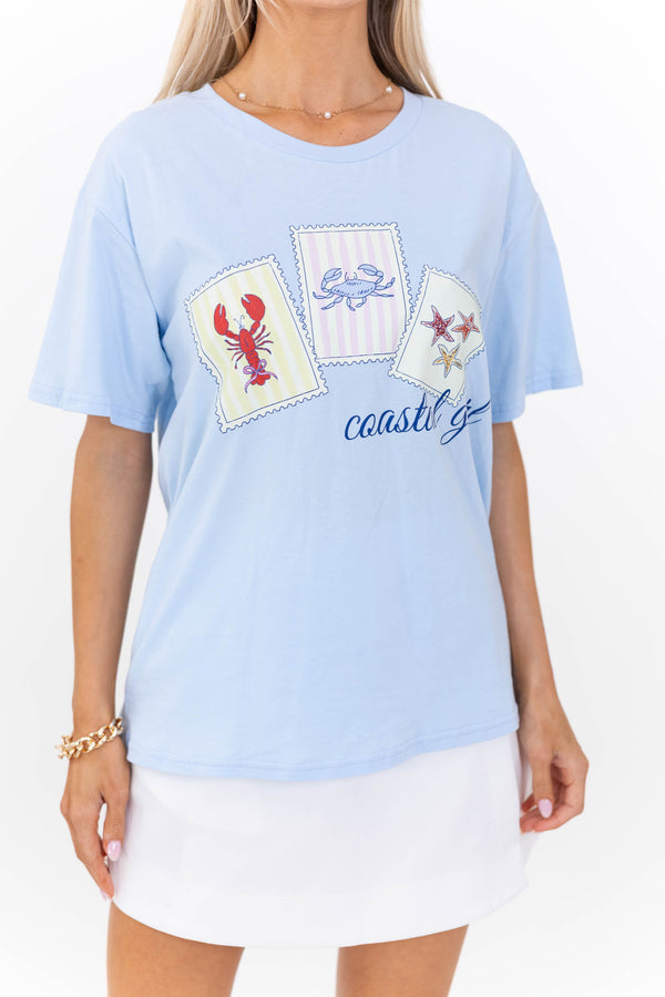 Coastal Girl Light Blue Graphic Tee