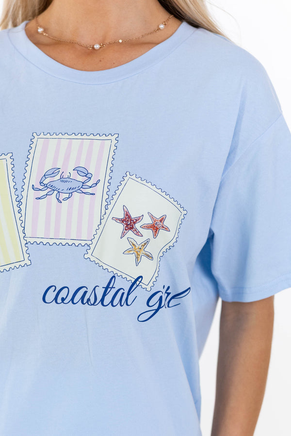 Coastal Girl Light Blue Graphic Tee