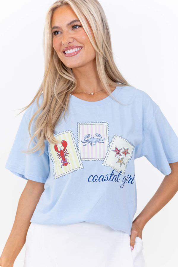 Coastal Girl Light Blue Graphic Tee