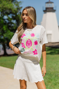 Ace The Look White Scalloped Tennis Skirt