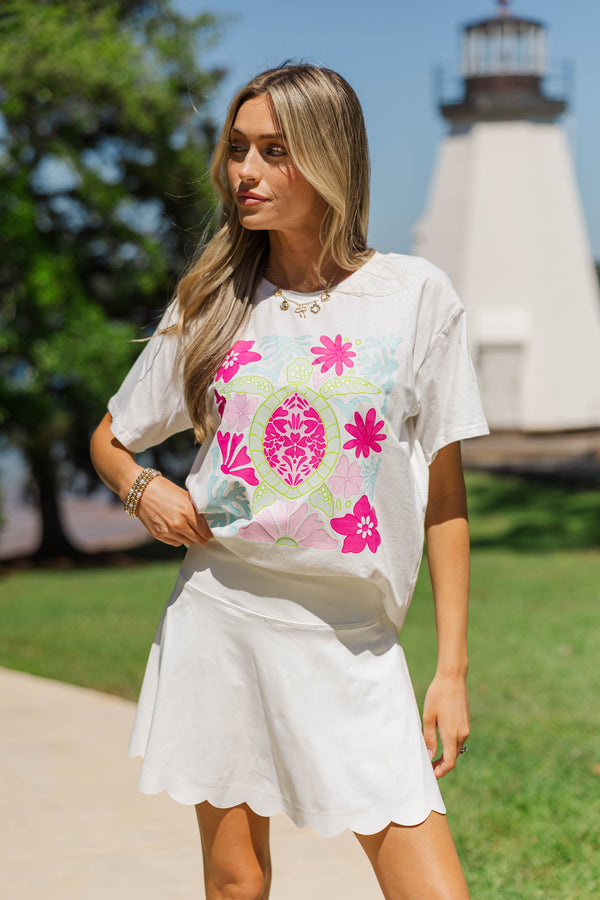 Ace The Look White Scalloped Tennis Skirt