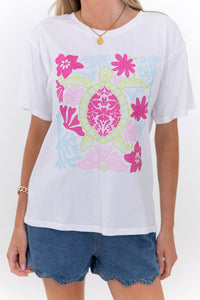 Aloha Pink & Green Sea Turtle Graphic Tee