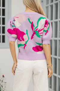 Enchanted Evenings Lilac Purple Floral Sweater