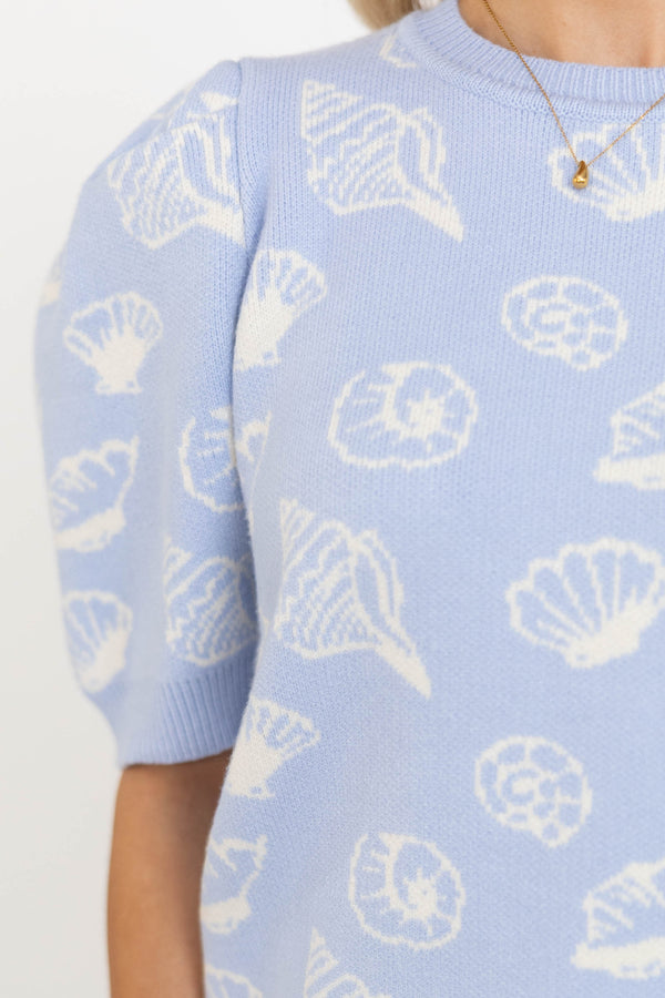 Signature Knit Light Blue Novelty Sweater