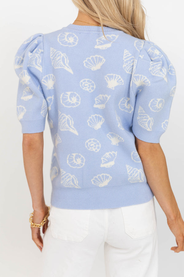 Signature Knit Light Blue Novelty Sweater
