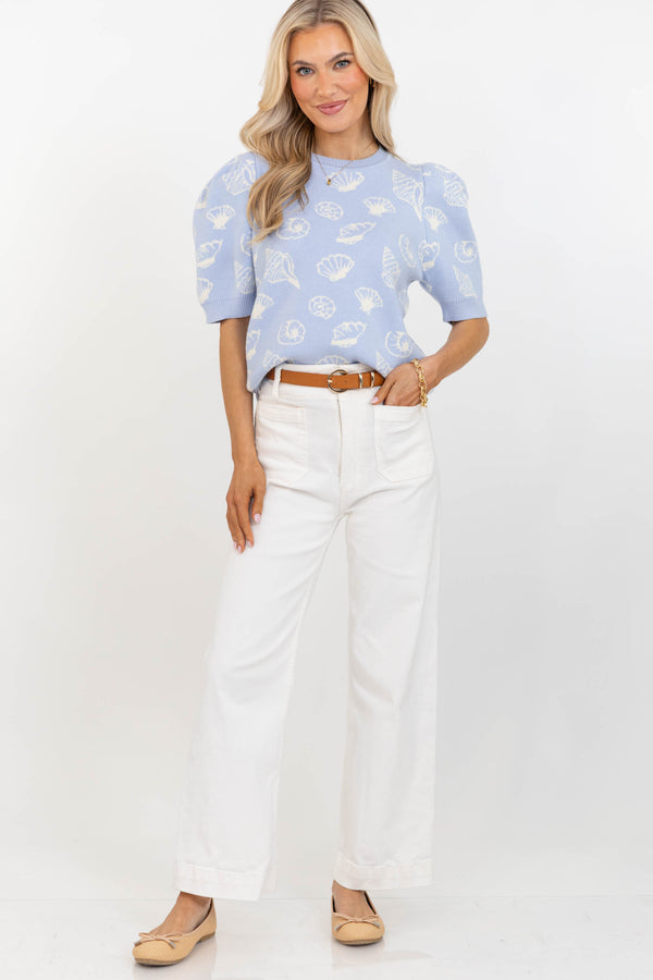 Signature Knit Light Blue Novelty Sweater