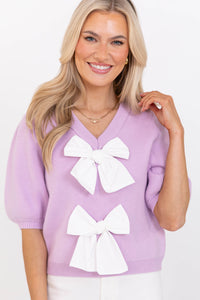 Style Shift Lavender Bow Sweater