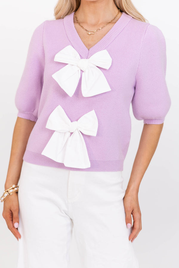 Style Shift Lavender Bow Sweater