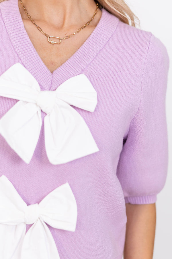Style Shift Lavender Bow Sweater