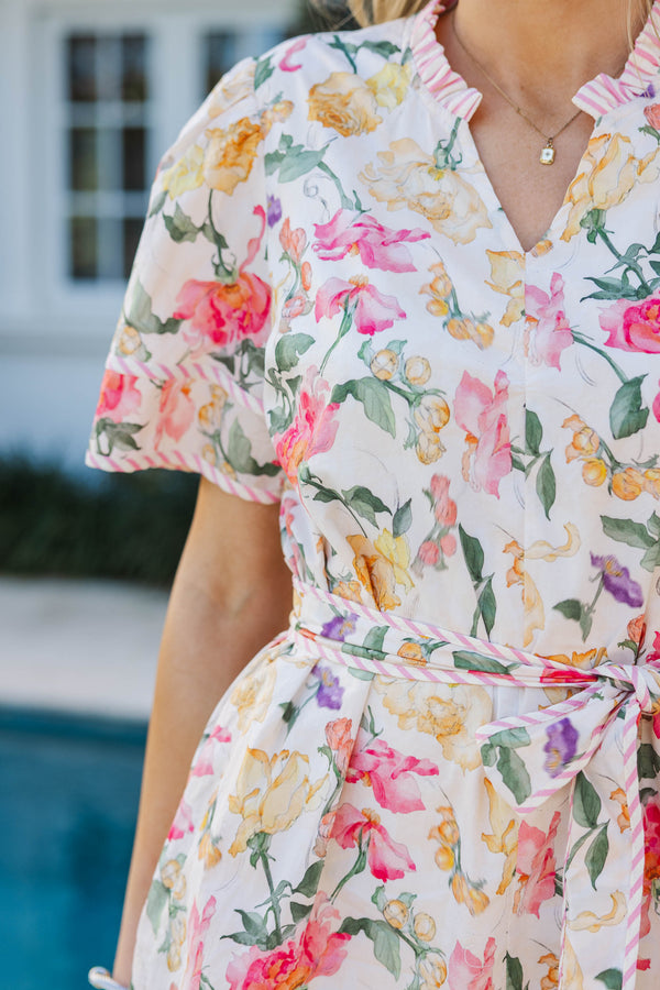 Trendsetter Cream Ditsy Floral Dress