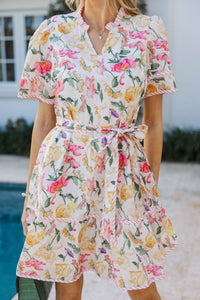 Trendsetter Cream Ditsy Floral Dress