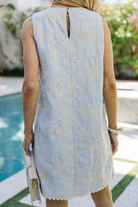 Chic Structure Light Blue Embroidered Dress