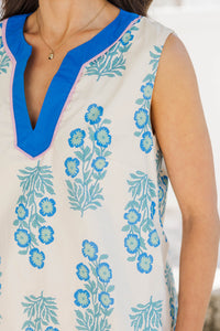 Wear Anywhere Blue Medallion Dress