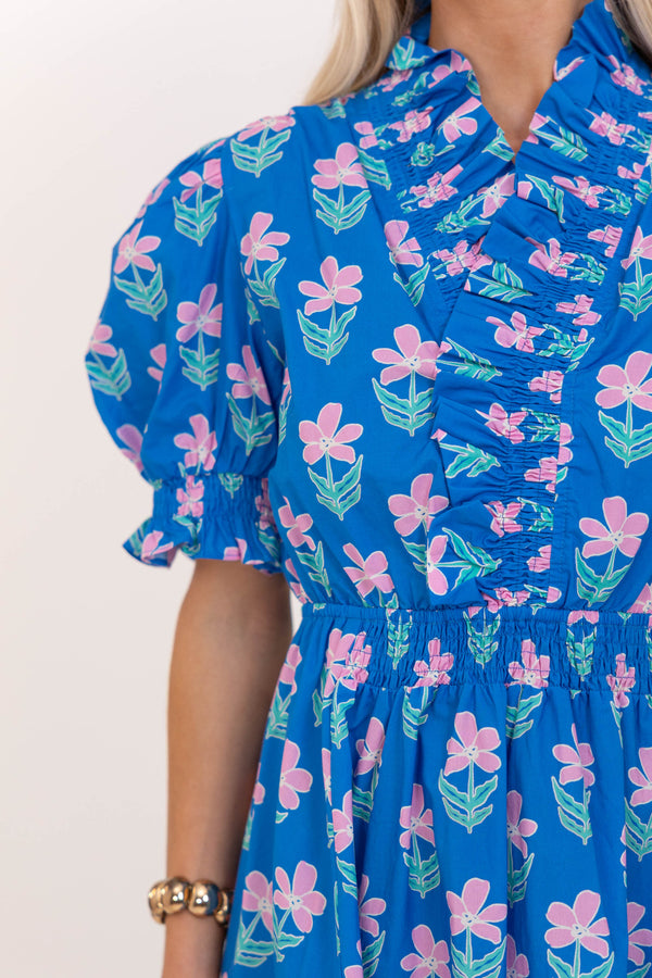 Casual Perfection Blue Floral Dress