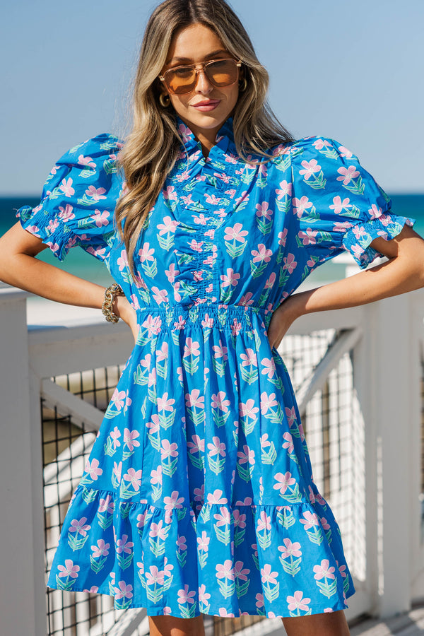 Casual Perfection Blue Floral Dress