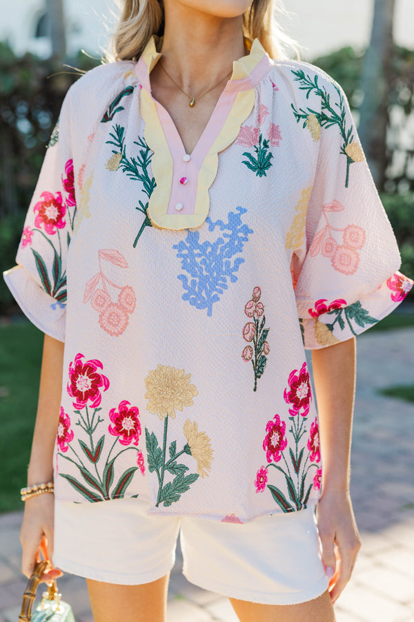 Throw It Together Blush Floral Blouse