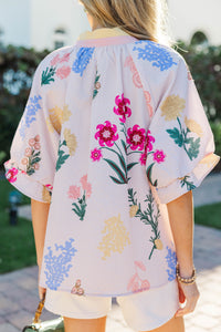 Throw It Together Blush Floral Blouse
