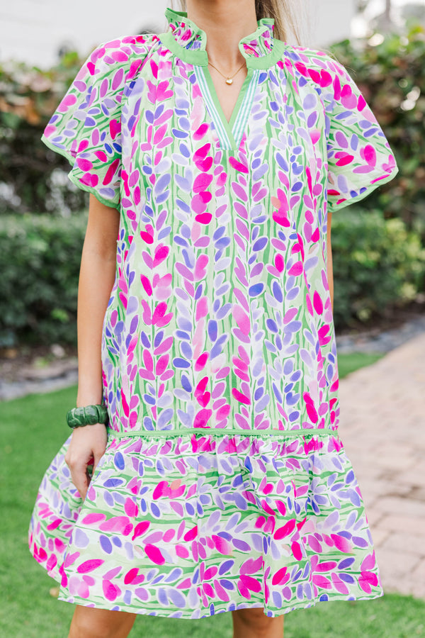 Softly Styled Green Floral Dress