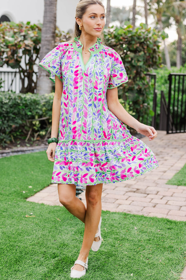 Softly Styled Green Floral Dress