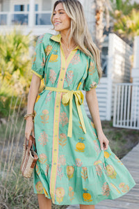 Relaxed With Intention Mint Medallion Midi Dress