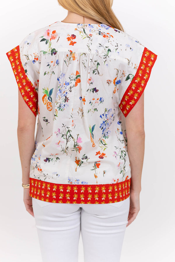 Comfortably Polished Red Floral Blouse