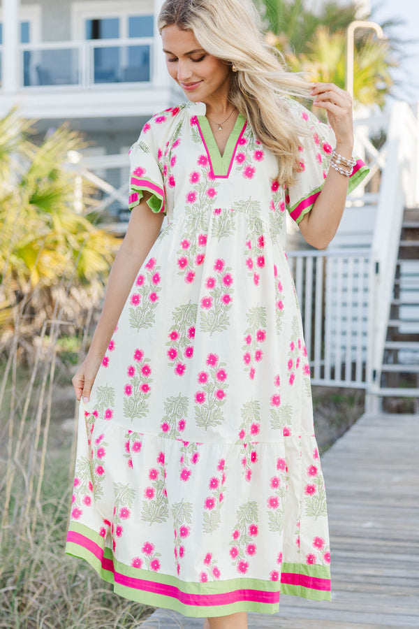 Unbothered Chic White Floral Midi Dress