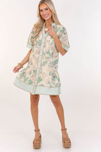 This One Just Works Sage Floral Babydoll Dress