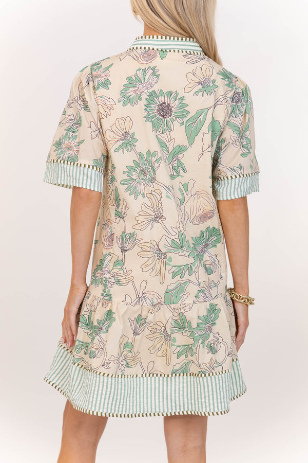 This One Just Works Sage Floral Babydoll Dress
