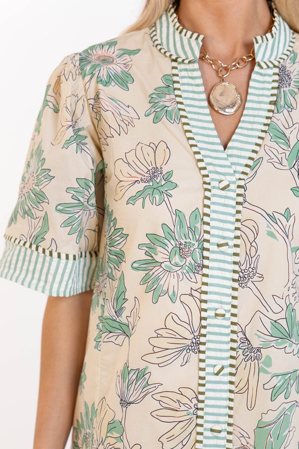 This One Just Works Sage Floral Babydoll Dress