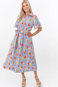 Nothing Extra Needed Light Blue Floral Midi Dress