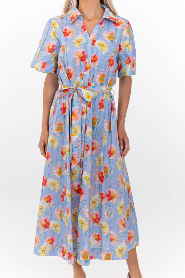 Nothing Extra Needed Light Blue Floral Midi Dress