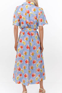 Nothing Extra Needed Light Blue Floral Midi Dress
