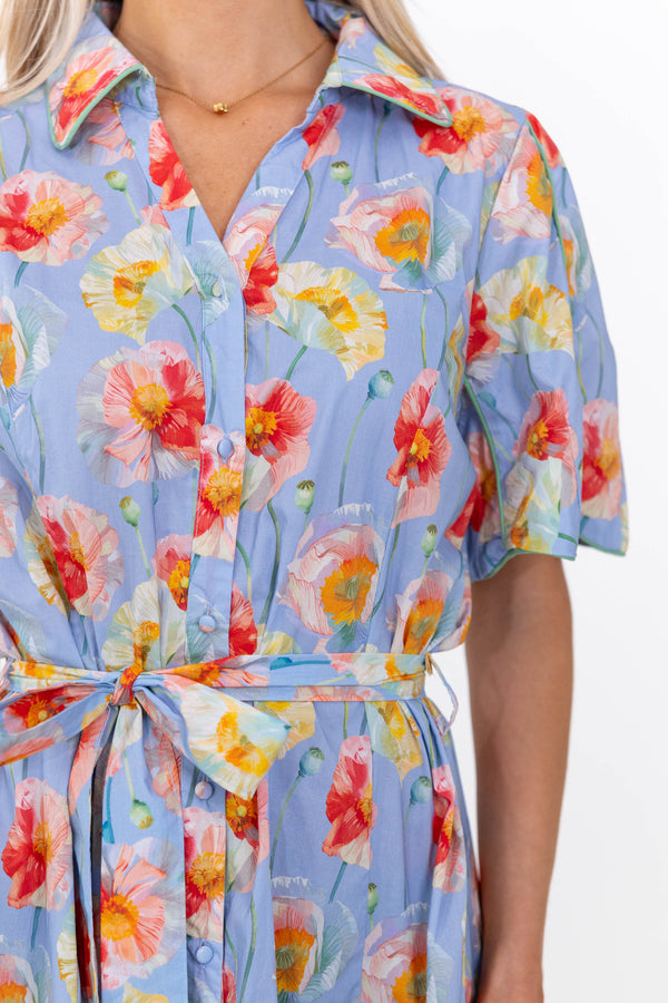 Nothing Extra Needed Light Blue Floral Midi Dress
