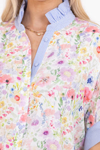 Feel Good All Day Blue Floral Blouse