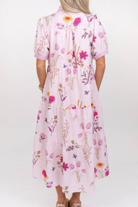 The Everyday Go-To Blush Floral Midi Dress
